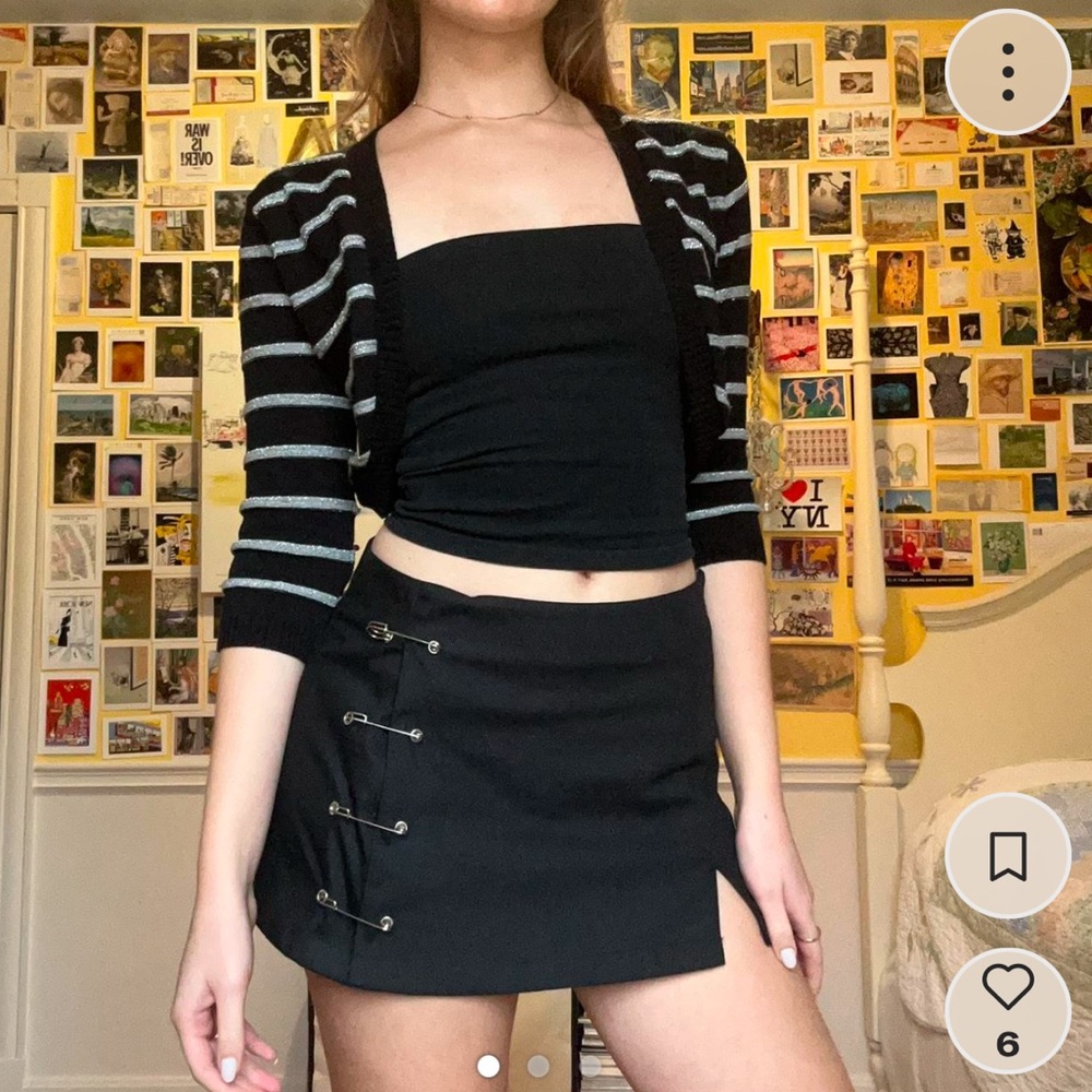 vintage 3/4 sleeve black and silver bolero cardigan